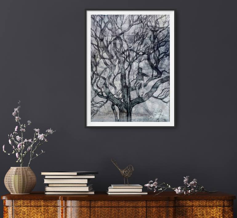 Original Abstract Expressionism Landscape Drawing by Natalia Andrushaewa