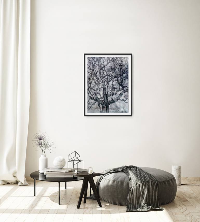 Original Abstract Expressionism Landscape Drawing by Natalia Andrushaewa