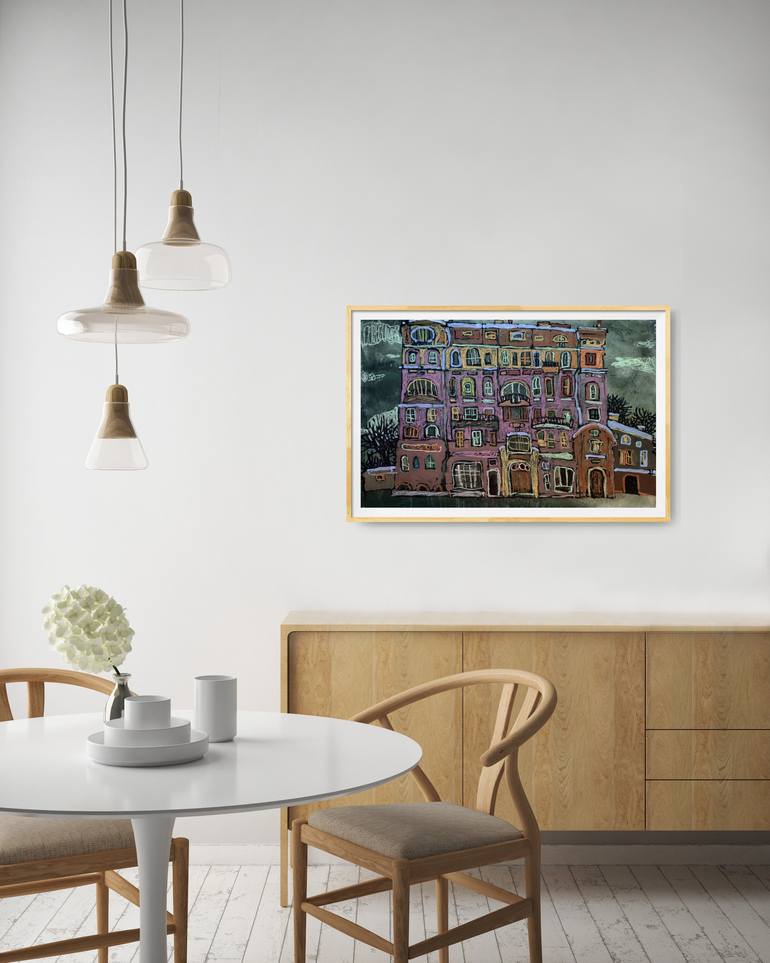 Original Expressionism Cities Drawing by Natalia Andrushaewa