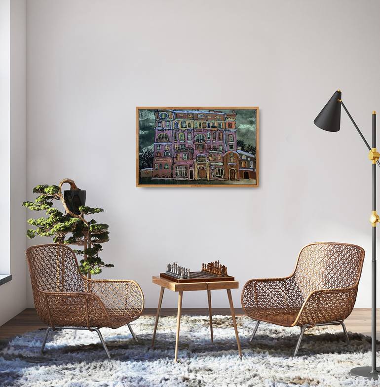 Original Expressionism Cities Drawing by Natalia Andrushaewa