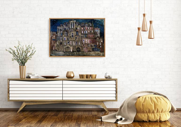 Original Abstract Expressionism Cities Drawing by Natalia Andrushaewa