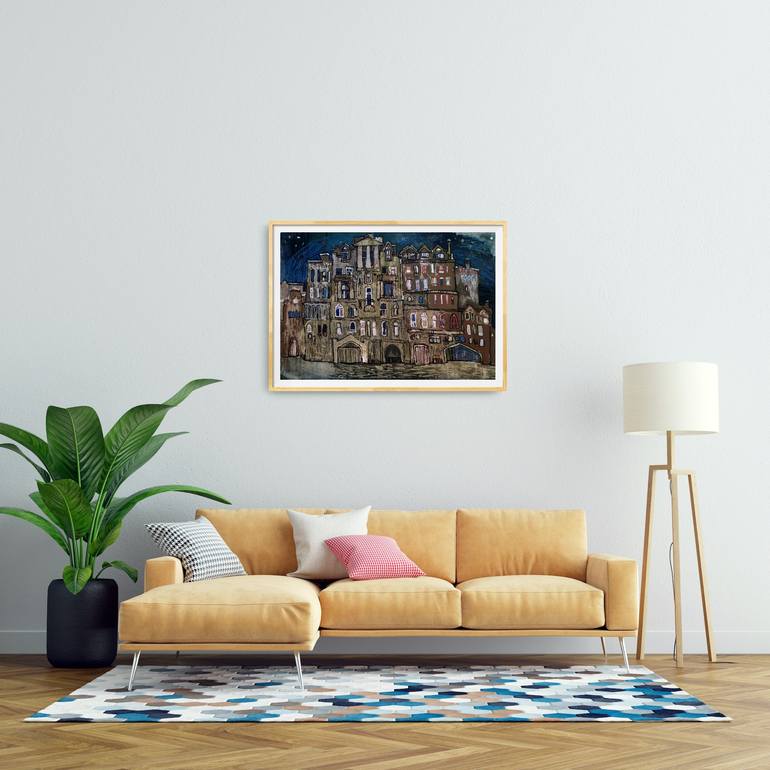 Original Abstract Expressionism Cities Drawing by Natalia Andrushaewa