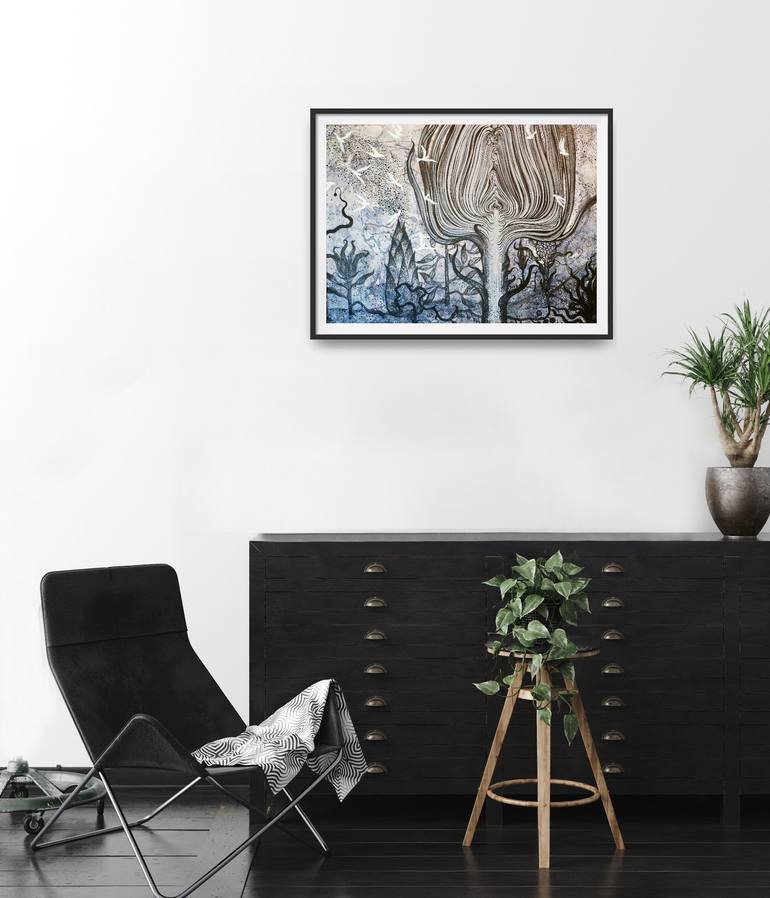 Original Fine Art Botanic Drawing by Natalia Andrushaewa