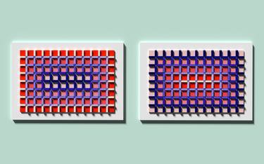 50 SHADES OF WHITE (Red and Blue. Diptych) thumb