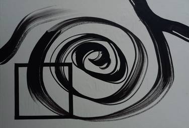Geometric Snail (Window №11) Abstract acrylic drawing Small contemporary art thumb