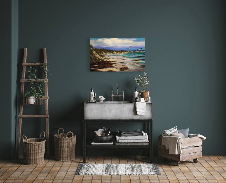 Original Fine Art Beach Painting by Joe Marais