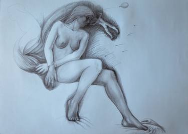 Original Figurative Nude Drawings by Giuseppe Medagli