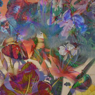 Print of Abstract Floral Mixed Media by Helt Sort