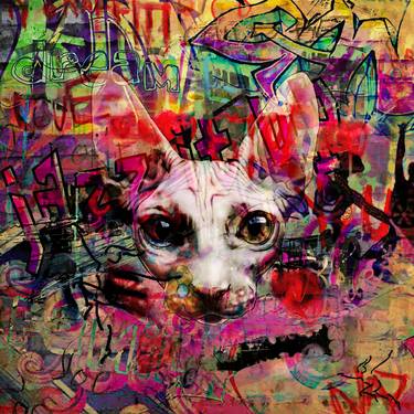 Print of Street Art Cats Mixed Media by Helt Sort