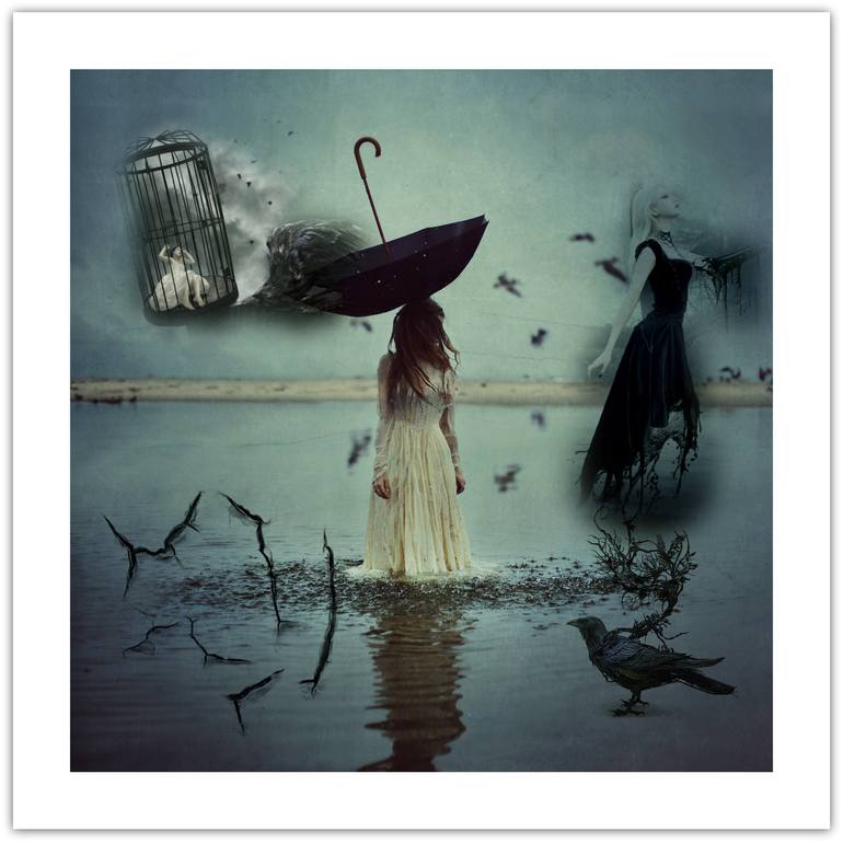 Original Surrealism Fantasy Mixed Media by Helt Sort