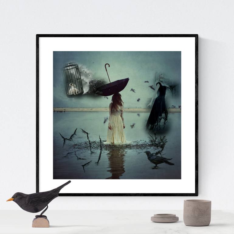Original Surrealism Fantasy Mixed Media by Helt Sort