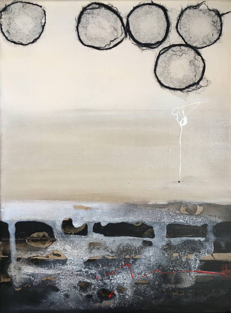 Original Art Deco Abstract Painting by Christine Cougoule