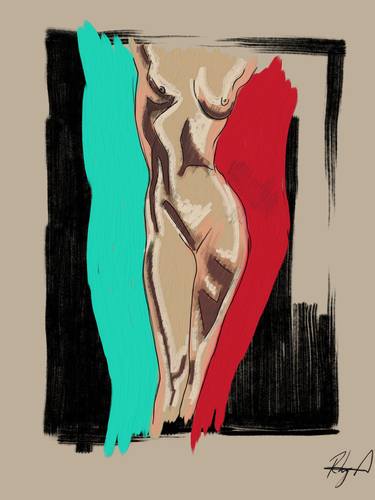 Original Pop Art Nude Digital by Rhys Ashton