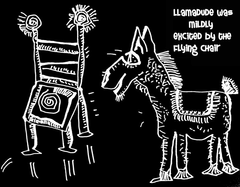 llamadude & flying chair Drawing by Shan Shantiq Saatchi Art