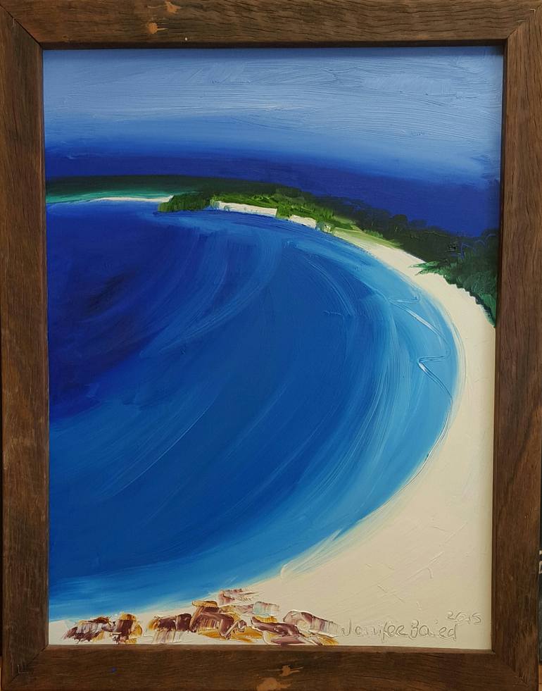 Original Impressionism Beach Painting by Jennifer Baird