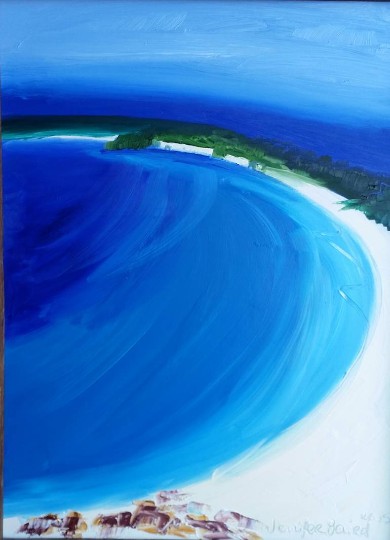 Original Impressionism Beach Painting by Jennifer Baird