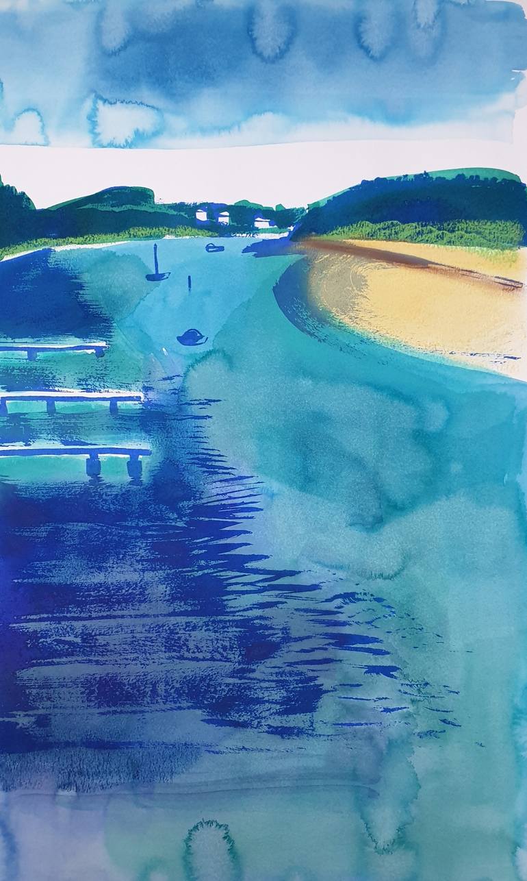 Original Impressionism Beach Painting by Jennifer Baird