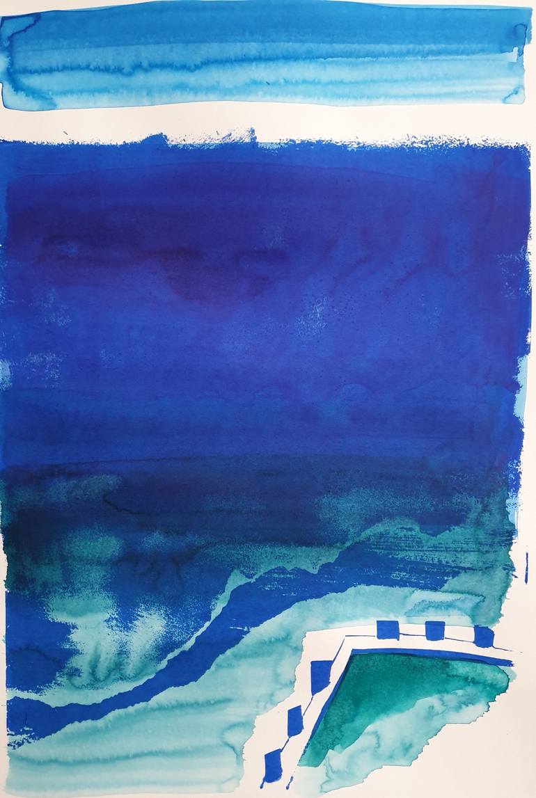 Original Expressionism Seascape Printmaking by Jennifer Baird