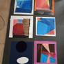 Six of the unframed works, middle right