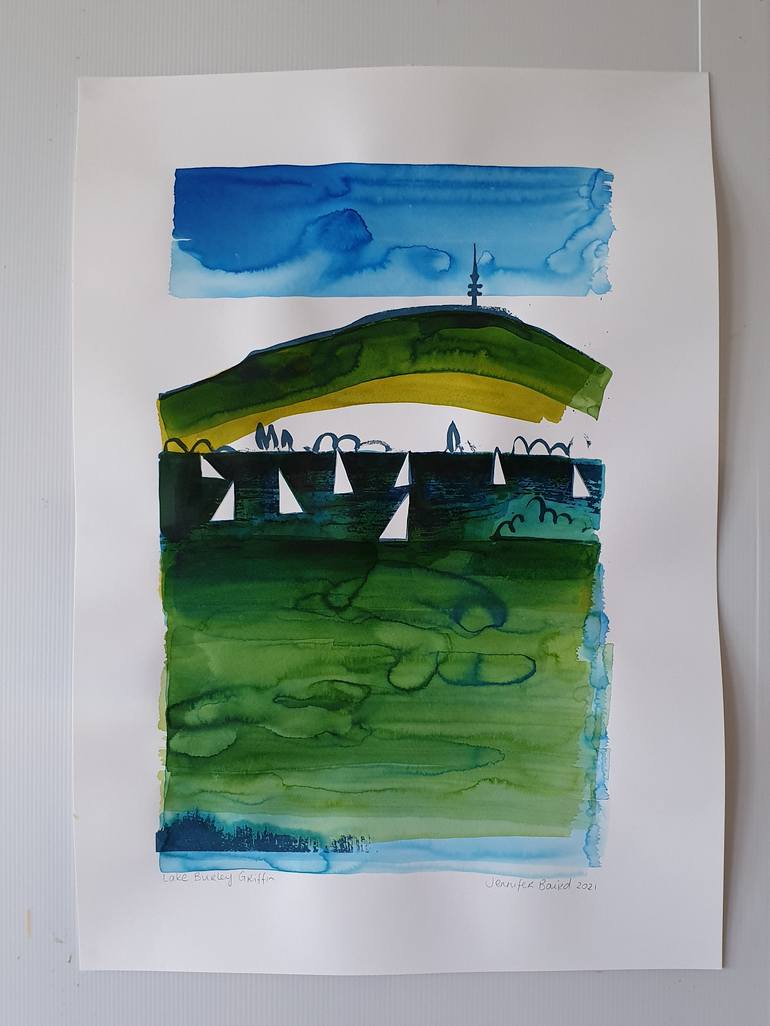 Original Modernism Landscape Painting by Jennifer Baird