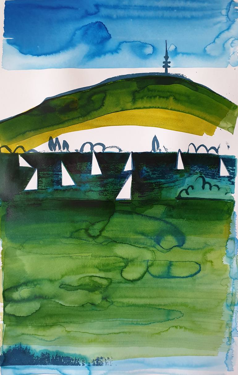 Original Modernism Landscape Painting by Jennifer Baird