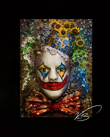 Clown - Mixed Media 3d Portrait on Canvas thumb