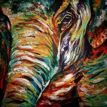Elephant Portrait Painting on Canvas thumb