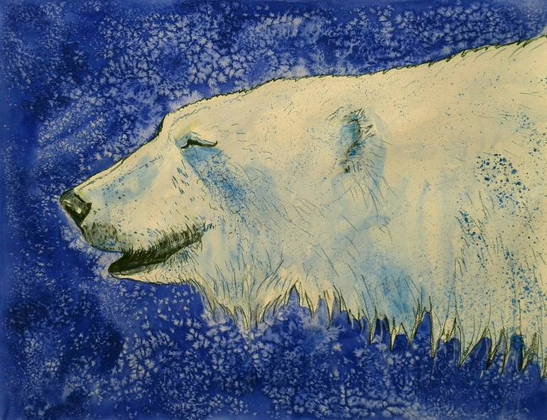 Smiling polar bear Painting by Marily Valkijainen | Saatchi Art