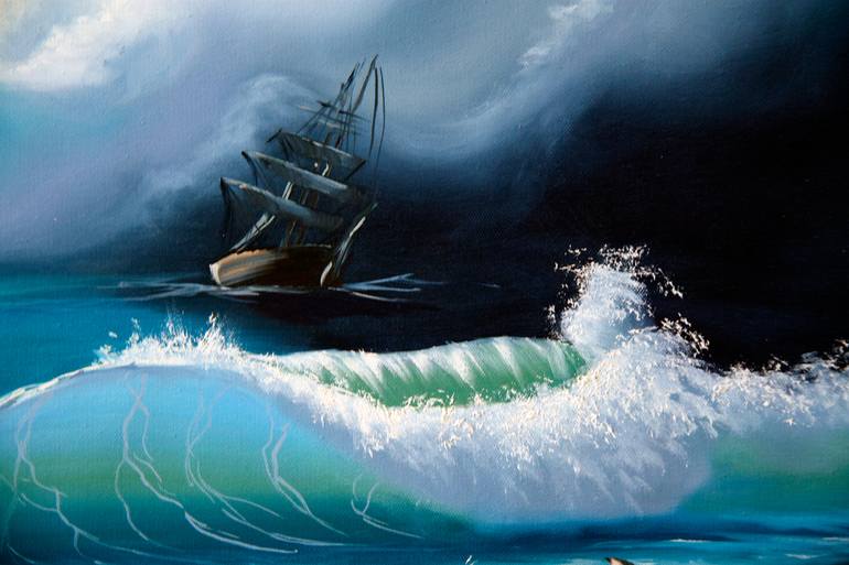 Original Ship Painting by Lilia Omoloeva