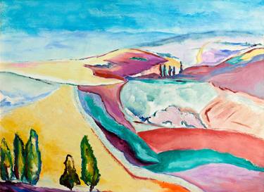 COLORED HILLSIDE (signed numbered giclée print reproduction) thumb