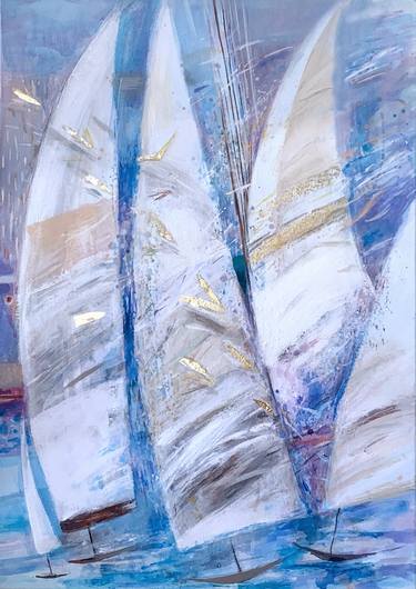 Original Abstract Boat Paintings by Daniela Hadjieva