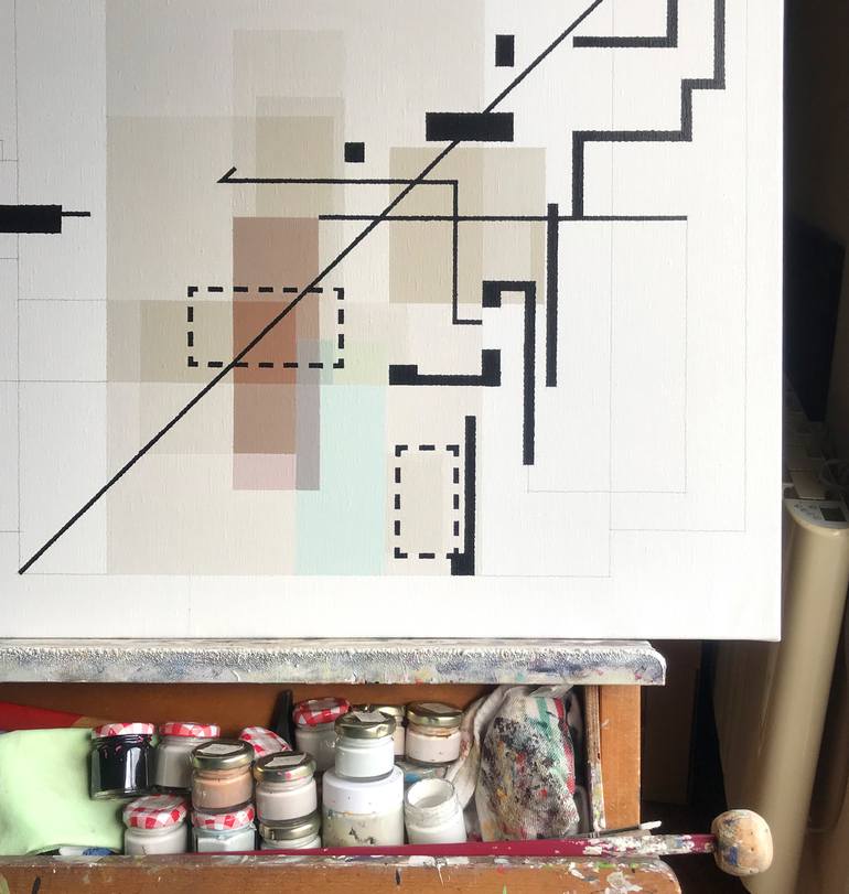 Original Geometric Abstract Painting by Rafa Mateo