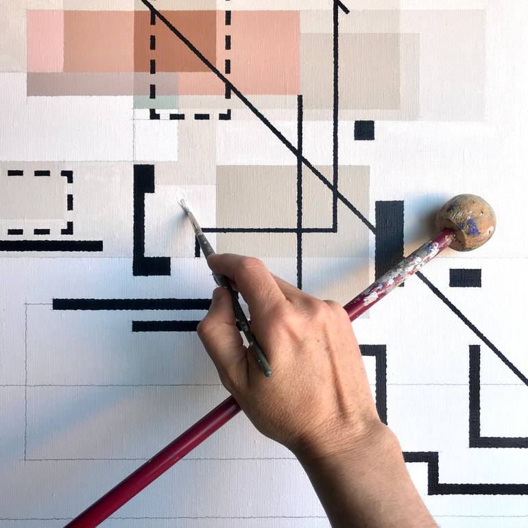 Original Geometric Abstract Painting by Rafa Mateo
