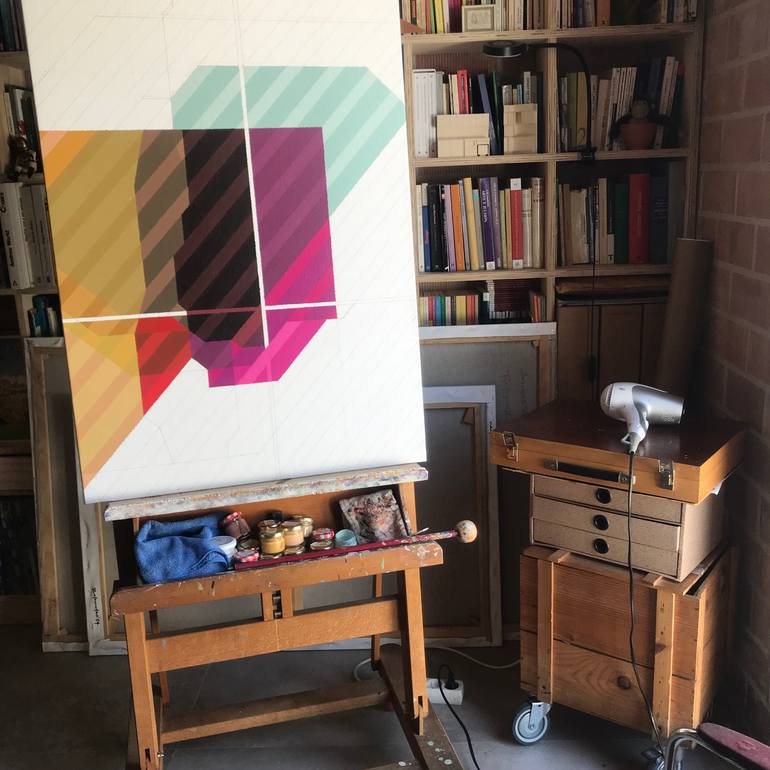 Original Geometric Abstract Painting by Rafa Mateo