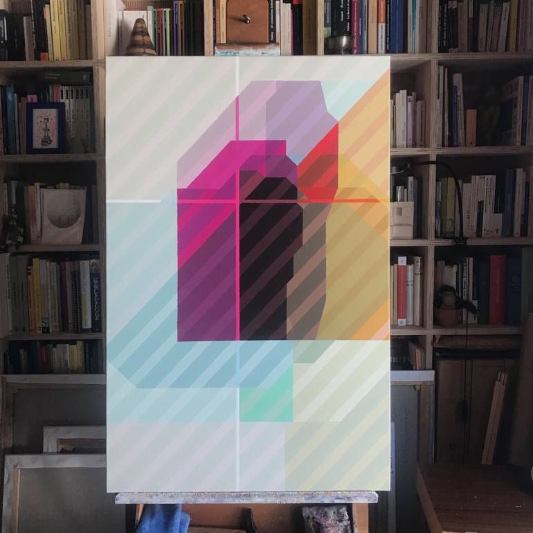 Original Geometric Abstract Painting by Rafa Mateo