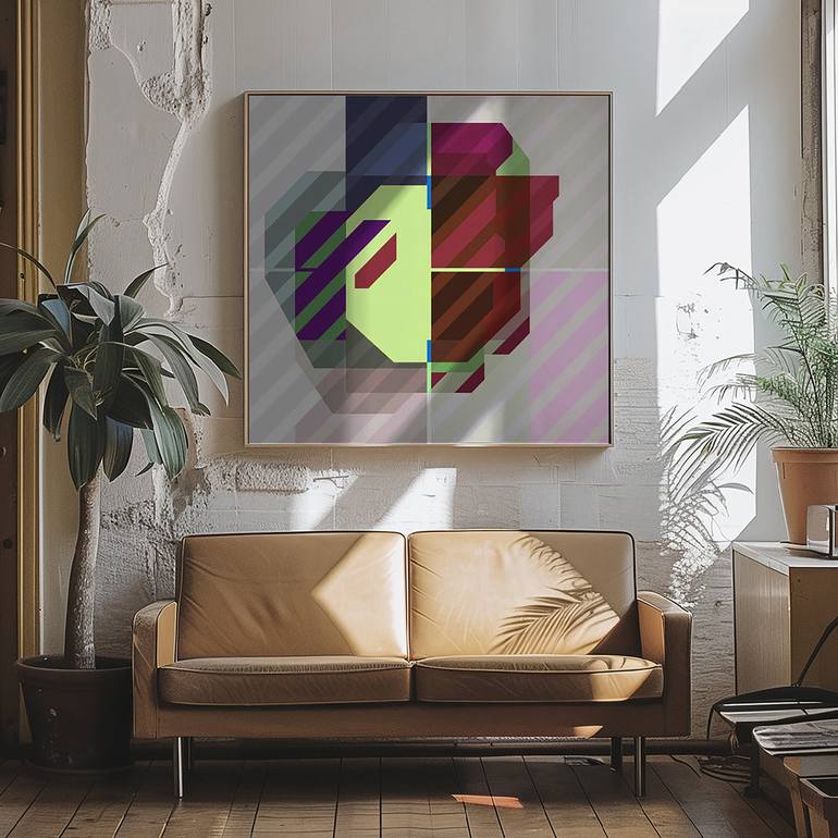 Original Geometric Abstract Painting by Rafa Mateo