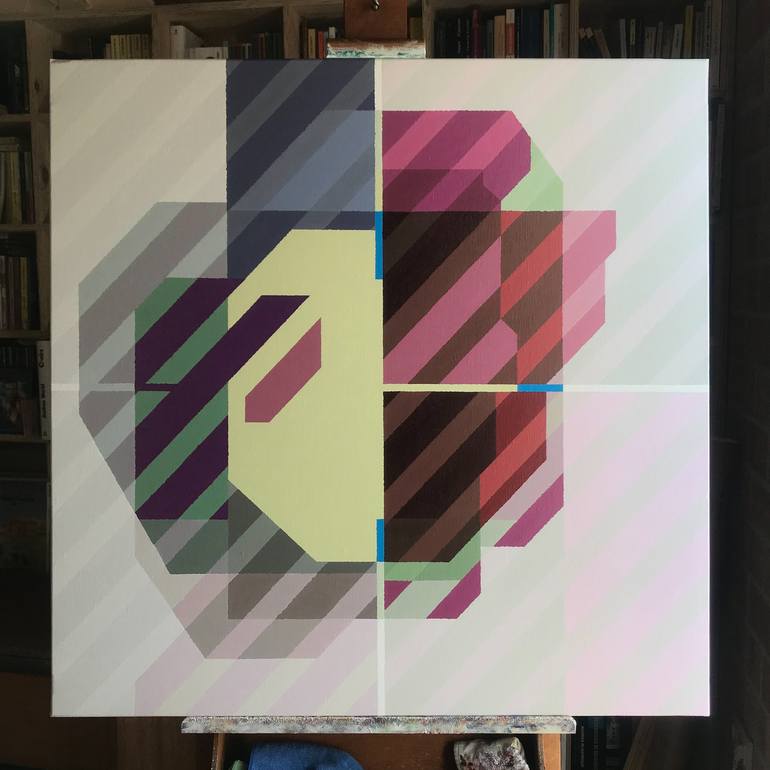 Original Geometric Abstract Painting by Rafa Mateo