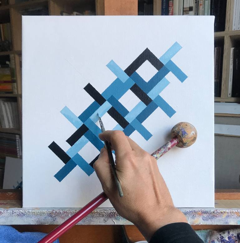 Original Bauhaus Abstract Painting by Rafa Mateo