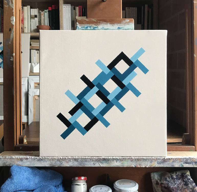 Original Bauhaus Abstract Painting by Rafa Mateo