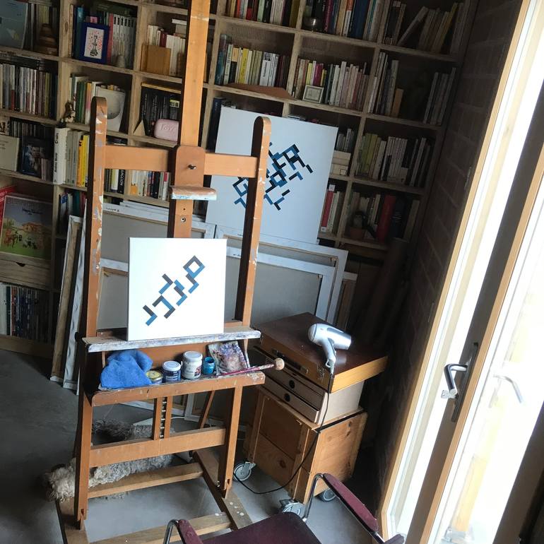 Original Bauhaus Abstract Painting by Rafa Mateo