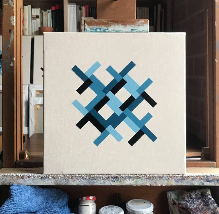 Original Bauhaus Abstract Painting by Rafa Mateo