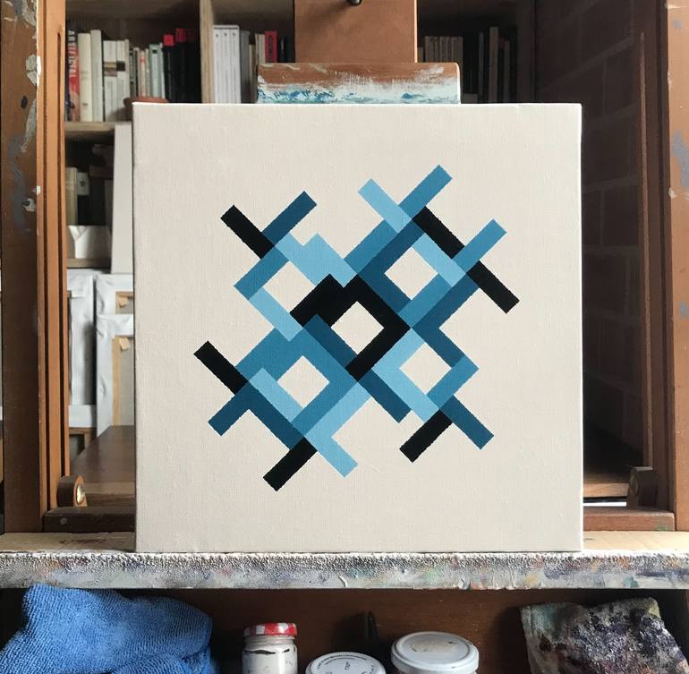 Original Bauhaus Abstract Painting by Rafa Mateo