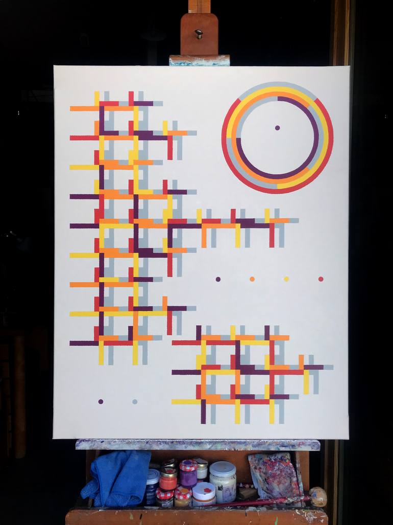 Original Bauhaus Abstract Painting by Rafa Mateo