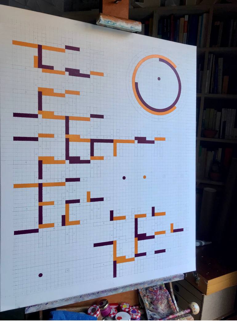 Original Bauhaus Abstract Painting by Rafa Mateo