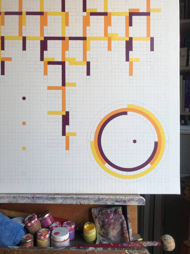 Original Bauhaus Abstract Painting by Rafa Mateo