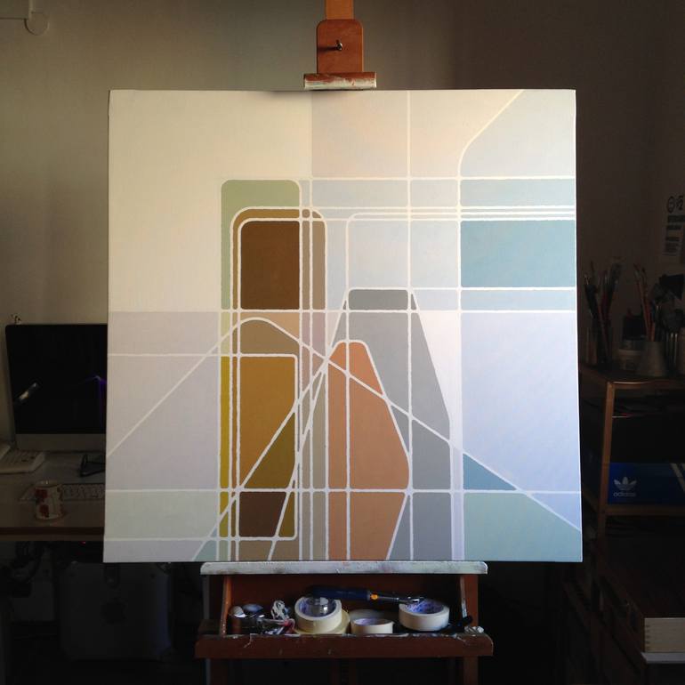 Original Abstract Geometric Painting by Rafa Mateo