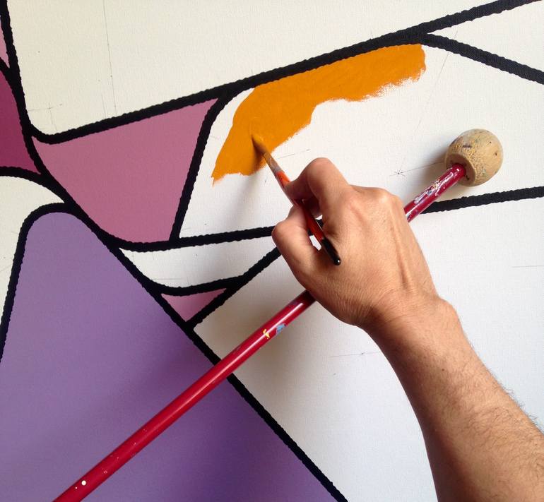 Original Geometric Abstract Painting by Rafa Mateo