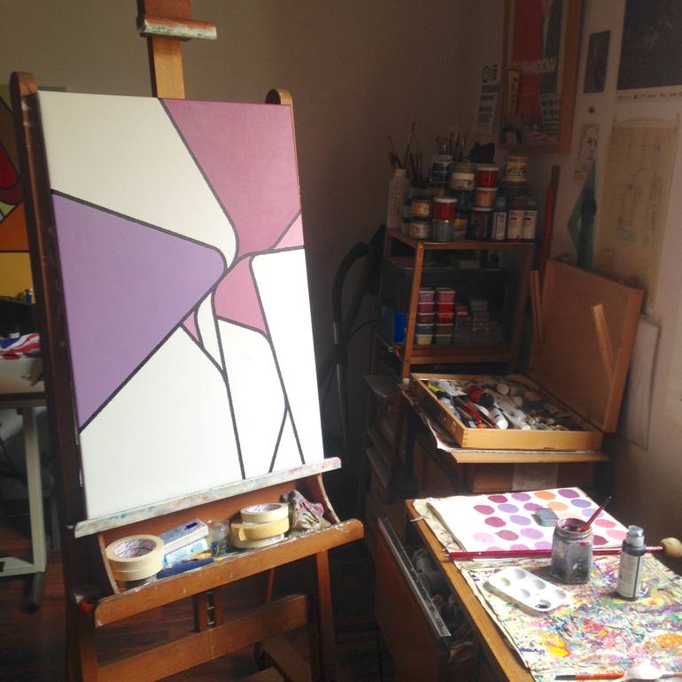 Original Geometric Abstract Painting by Rafa Mateo