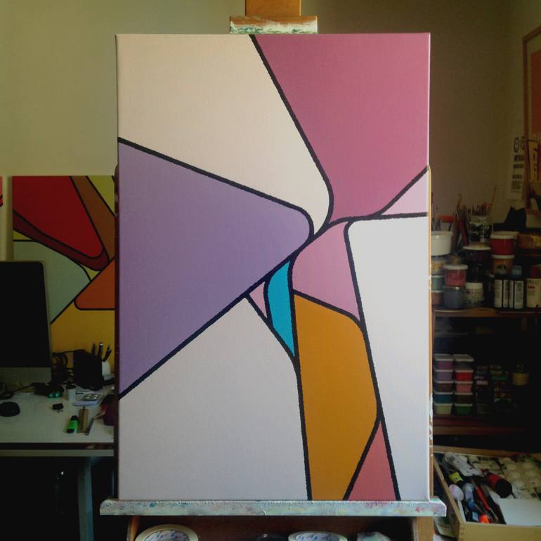 Original Geometric Abstract Painting by Rafa Mateo
