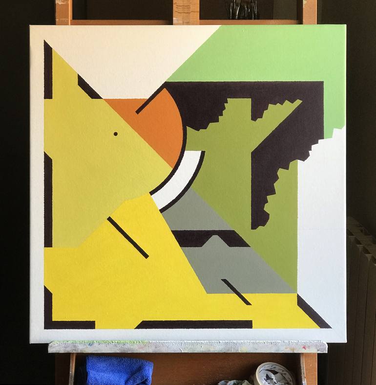 Original Geometric Abstract Painting by Rafa Mateo